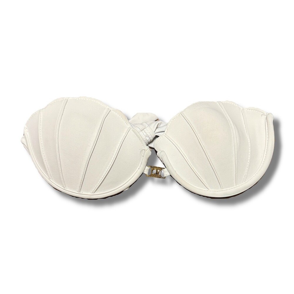 Unbranded Bikini Top Womens Size S Ivory Bandeau Strapless Gold Front Clasp
